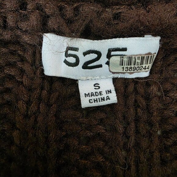 525 Brown Cable Knit Half-Zip Pullover Sweater,  Size S - Picture 6 of 13